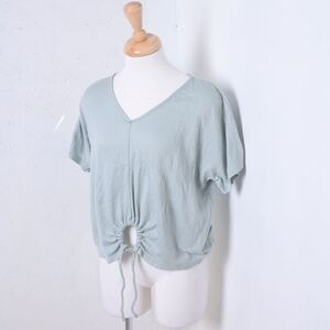 Pink Rose | Mint green womans t shirt with key hoke tie up